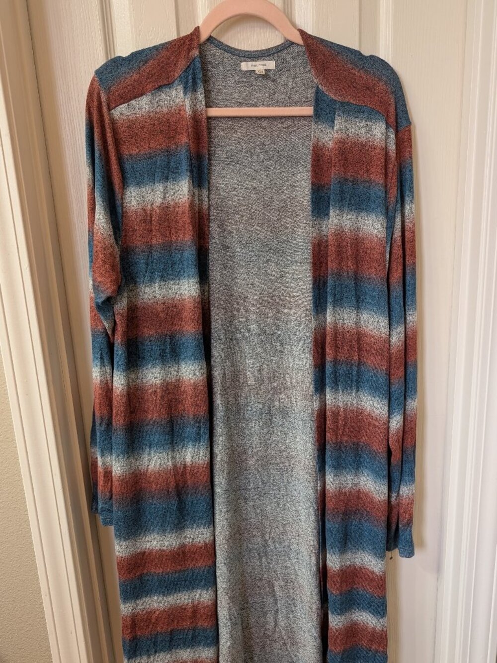 Maurices Duster Cardigan Peach Teal Striped Size XXL